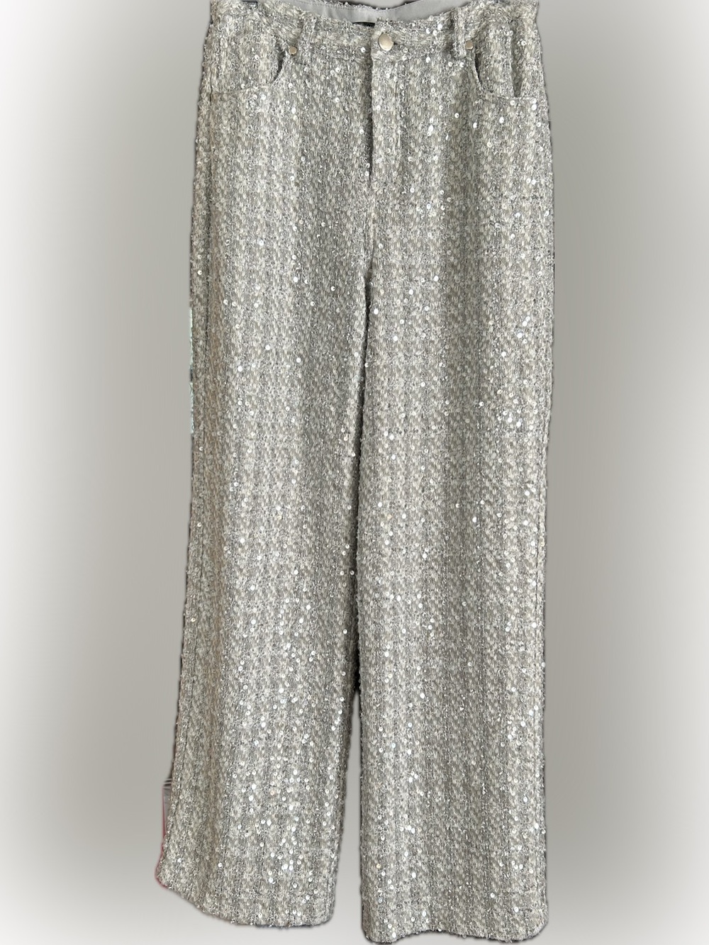 Forever 21 Silver Sequin Tweed Pants